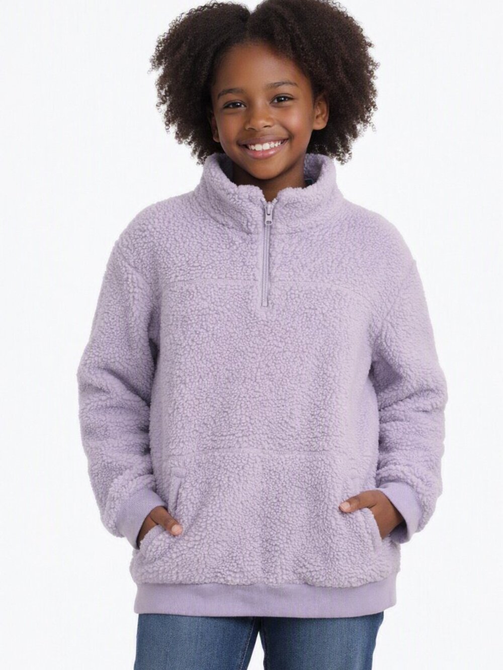C9 by Champion Girls Fleece Pullover Lavender 1/4 Zip Long Sleeve XL 14/16